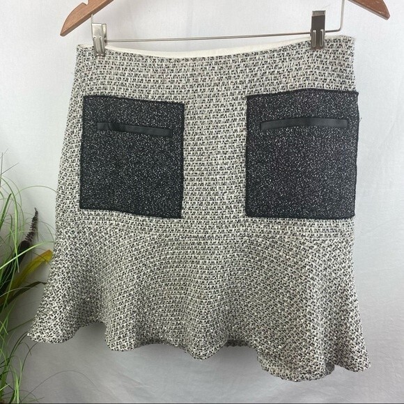 Ann Taylor Gray Gray Woven Collarless Parchwork Jacket & Skirt Set NEW - Picture 6 of 13